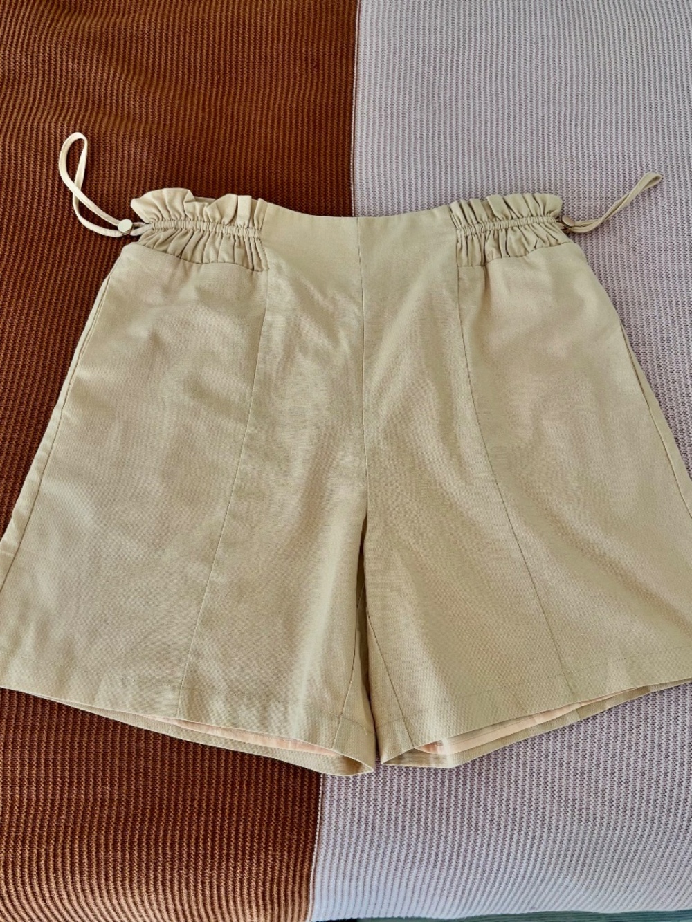 Mon Renn Cotton/Linen Blend Paperbag High Waist Shorts Women’s Size Medium